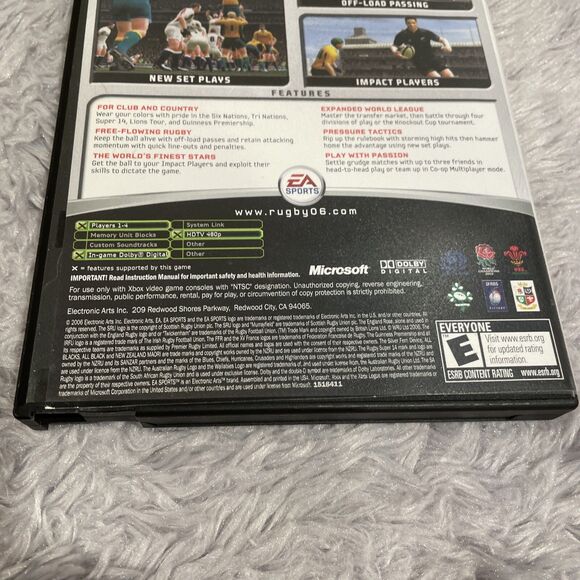 Rugby 06 (Microsoft Xbox, 2006) Disc and Blockbuster Case Stickers EA Sports - Picture 6 of 16